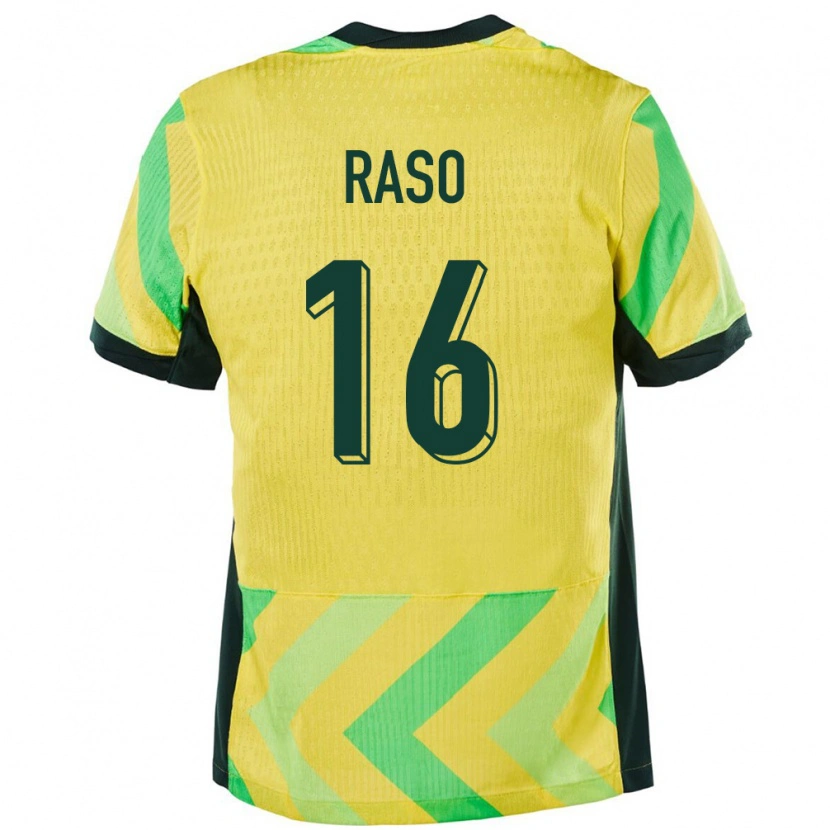 Danxen Hombre Camiseta Australia Hayley Raso #16 Dorado 1ª Equipación 24-26 La Camisa