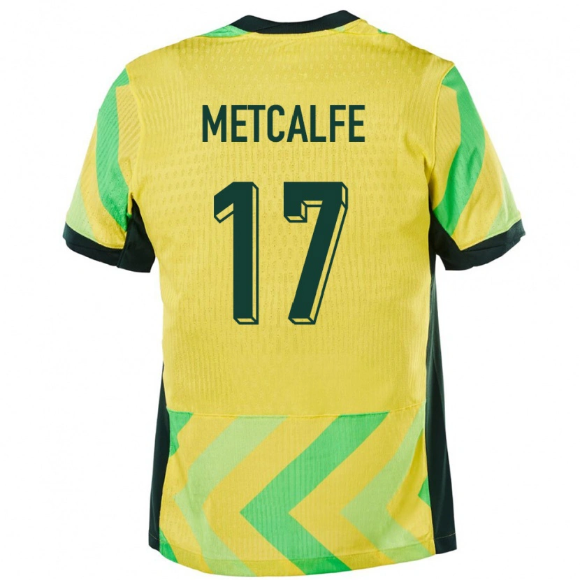 Danxen Hombre Camiseta Australia Connor Metcalfe #17 Dorado 1ª Equipación 24-26 La Camisa
