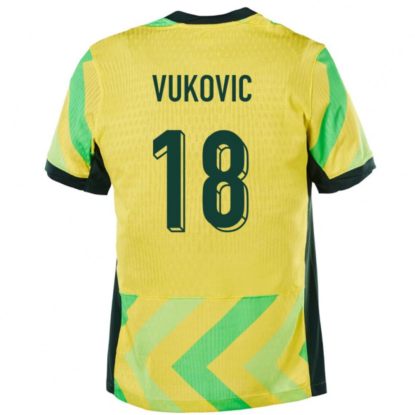 Danxen Hombre Camiseta Australia Danny Vukovic #18 Dorado 1ª Equipación 24-26 La Camisa