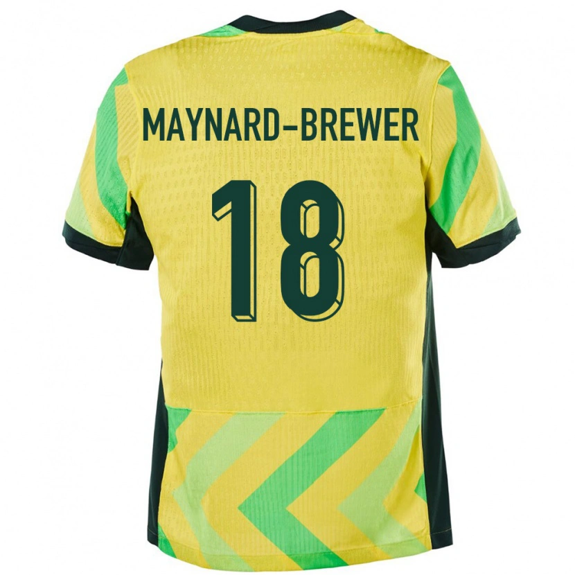Danxen Hombre Camiseta Australia Ashley Maynard Brewer #18 Dorado 1ª Equipación 24-26 La Camisa