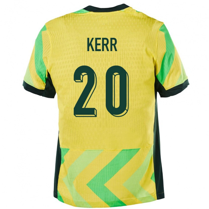 Danxen Hombre Camiseta Australia Sam Kerr #20 Dorado 1ª Equipación 24-26 La Camisa