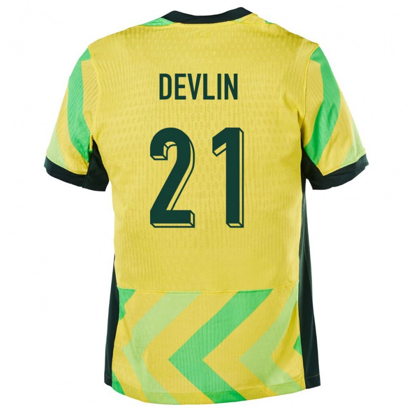 Danxen Hombre Camiseta Australia Cameron Devlin #21 Dorado 1ª Equipación 24-26 La Camisa