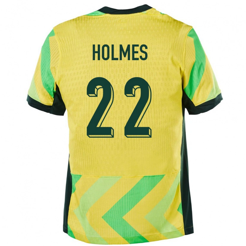 Danxen Hombre Camiseta Australia Jordan Holmes #22 Dorado 1ª Equipación 24-26 La Camisa