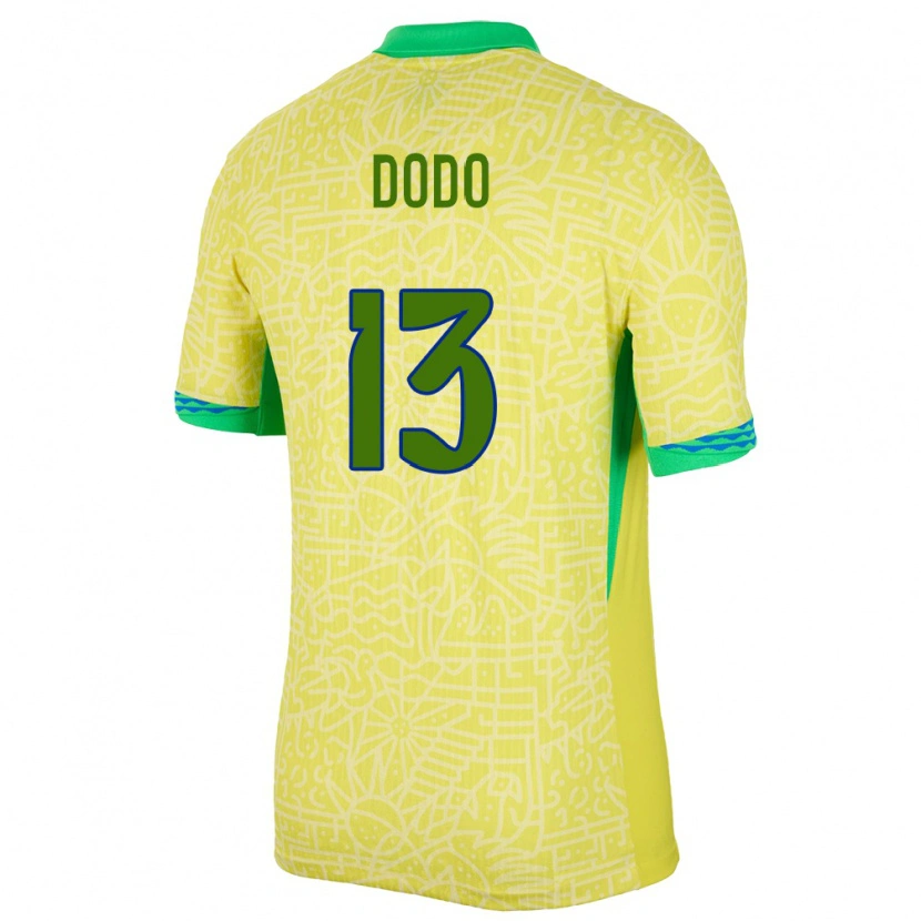 Danxen Hombre Camiseta Brasil Dodô #13 Amarillo 1ª Equipación 24-26 La Camisa