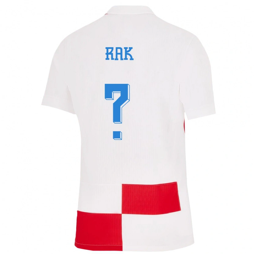 Danxen Hombre Camiseta Croacia Niko Rak #0 Blanco Rojo 1ª Equipación 24-26 La Camisa