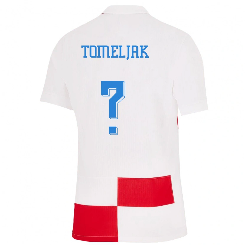 Danxen Hombre Camiseta Croacia Noa Tomeljak #0 Blanco Rojo 1ª Equipación 24-26 La Camisa