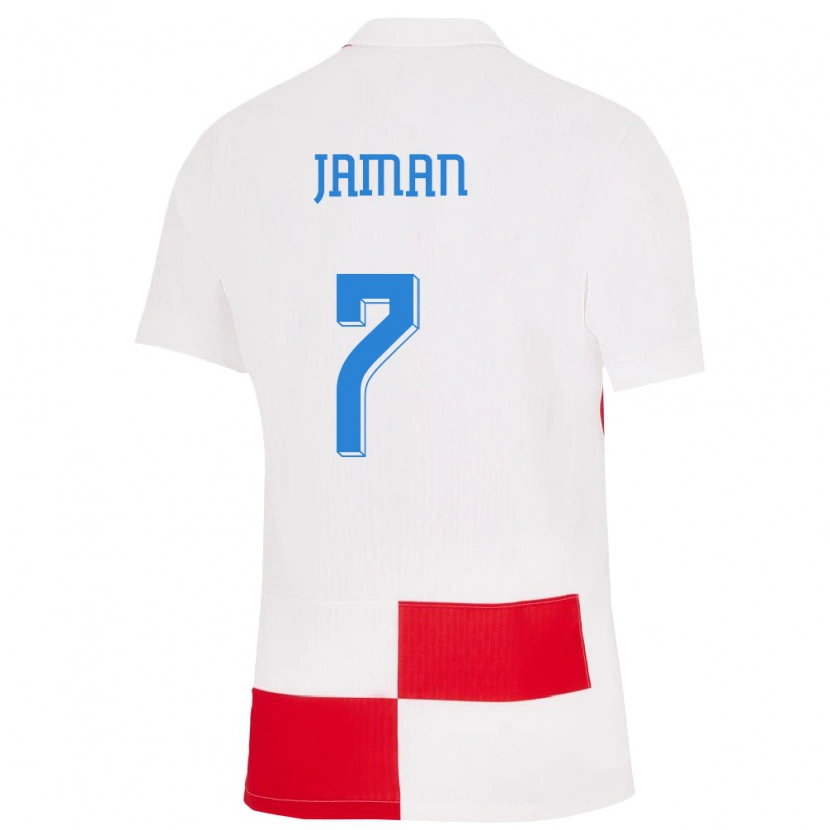 Danxen Hombre Camiseta Croacia Drazen Jaman #7 Blanco Rojo 1ª Equipación 24-26 La Camisa