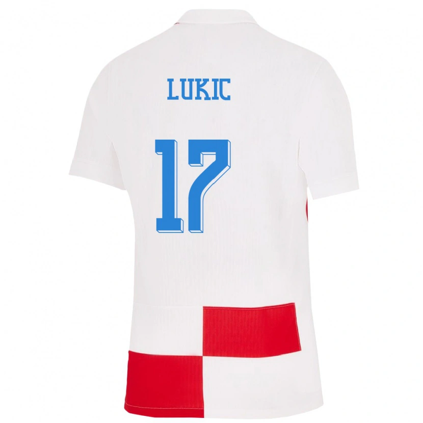 Danxen Hombre Camiseta Croacia Oliver Lukic #17 Blanco Rojo 1ª Equipación 24-26 La Camisa