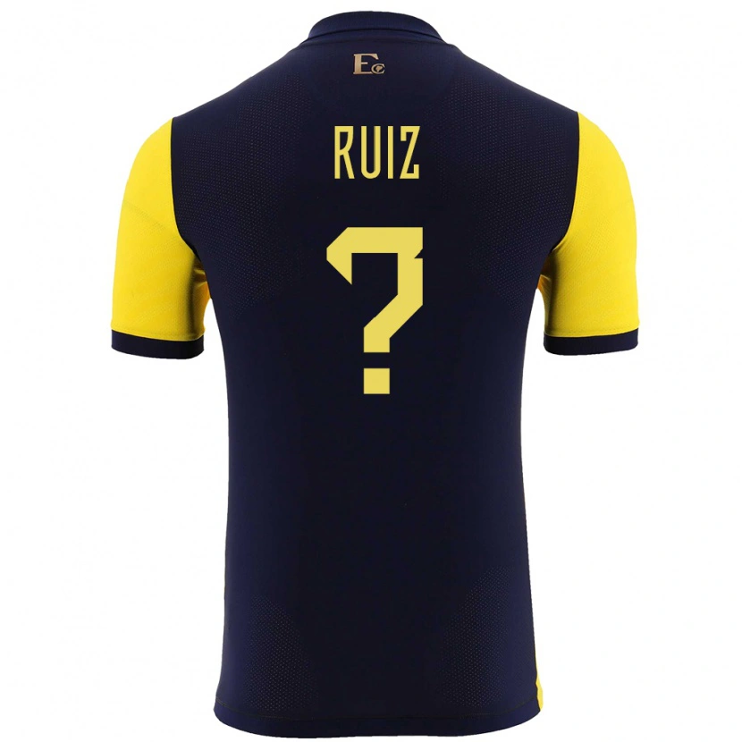 Danxen Hombre Camiseta Ecuador Elkin Ruiz #0 Amarillo 1ª Equipación 24-26 La Camisa