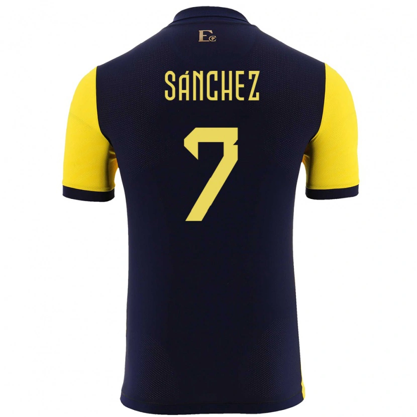 Danxen Hombre Camiseta Ecuador Santiago Sánchez #7 Amarillo 1ª Equipación 24-26 La Camisa