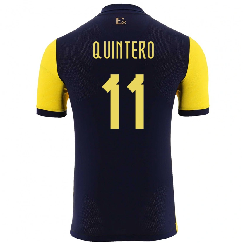 Danxen Hombre Camiseta Ecuador Edwin Quintero #11 Amarillo 1ª Equipación 24-26 La Camisa