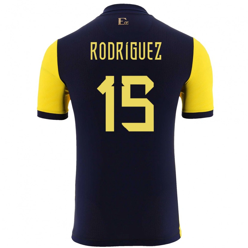 Danxen Hombre Camiseta Ecuador Juan Rodríguez #15 Amarillo 1ª Equipación 24-26 La Camisa