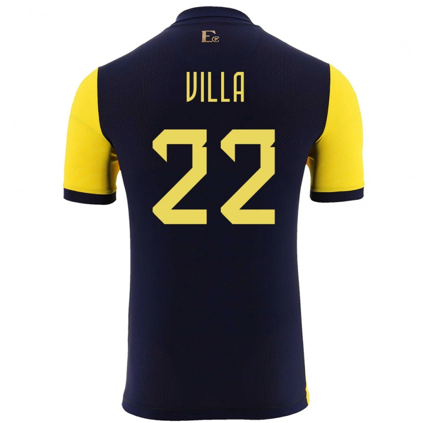 Danxen Hombre Camiseta Ecuador Alexis Villa #22 Amarillo 1ª Equipación 24-26 La Camisa