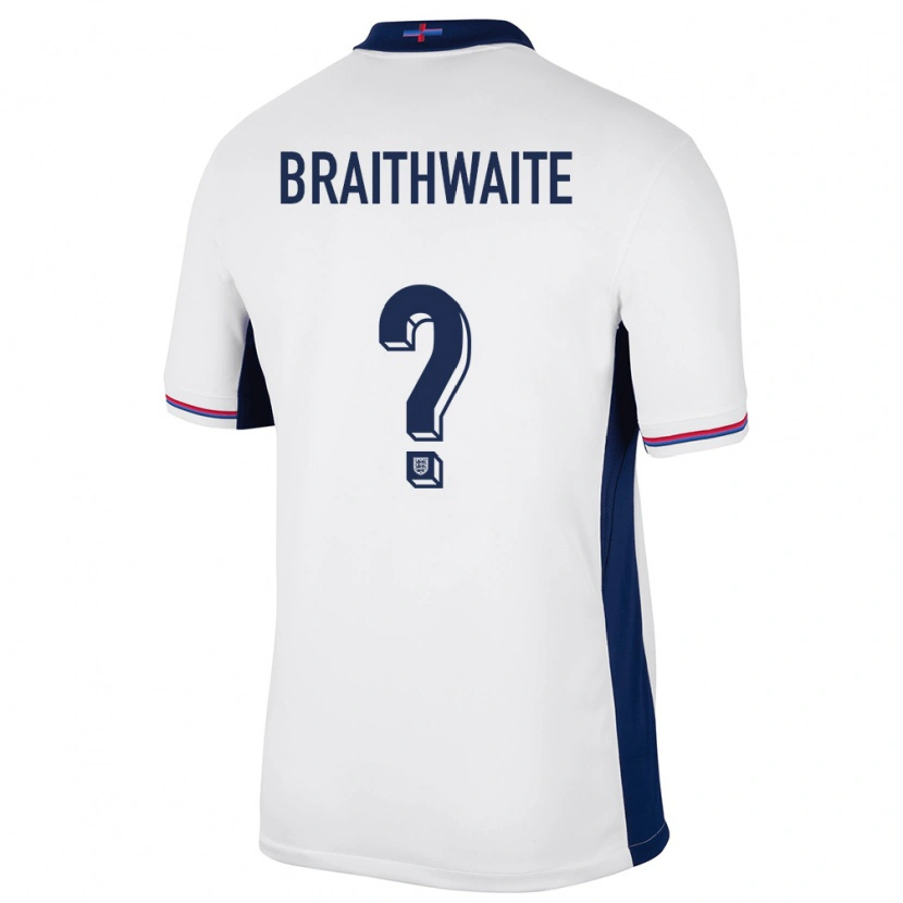 Danxen Hombre Camiseta Inglaterra Kaden Braithwaite #0 Blanco 1ª Equipación 24-26 La Camisa