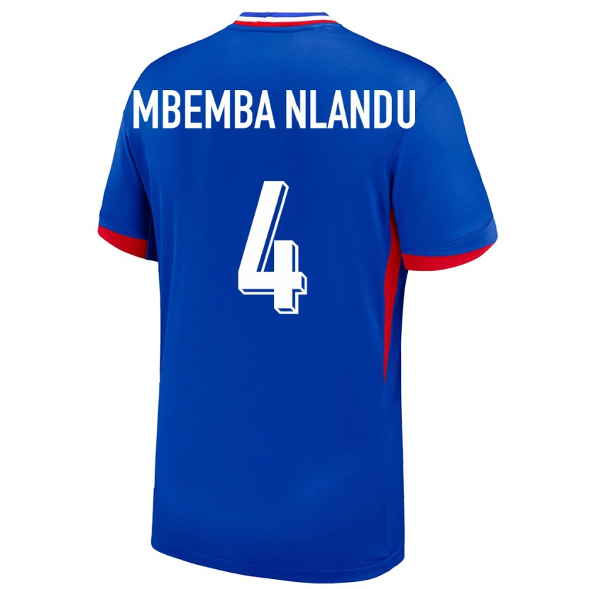 Danxen Hombre Camiseta Francia Emmanuel Mbemba Nlandu #4 Azul 1ª Equipación 24-26 La Camisa
