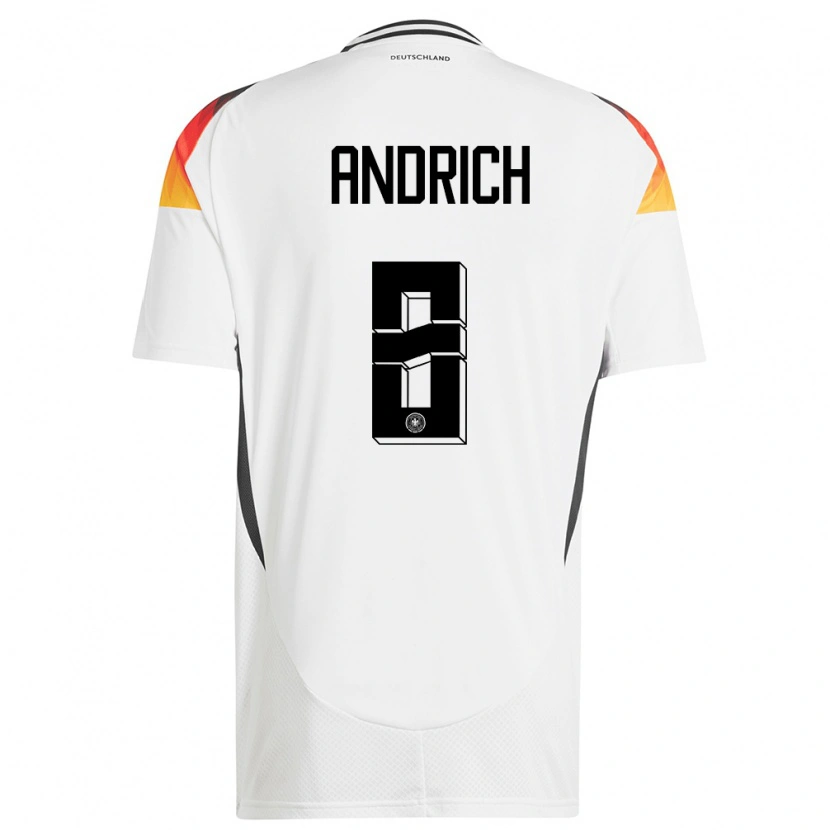 Danxen Hombre Camiseta Alemania Robert Andrich #8 Blanco 1ª Equipación 24-26 La Camisa