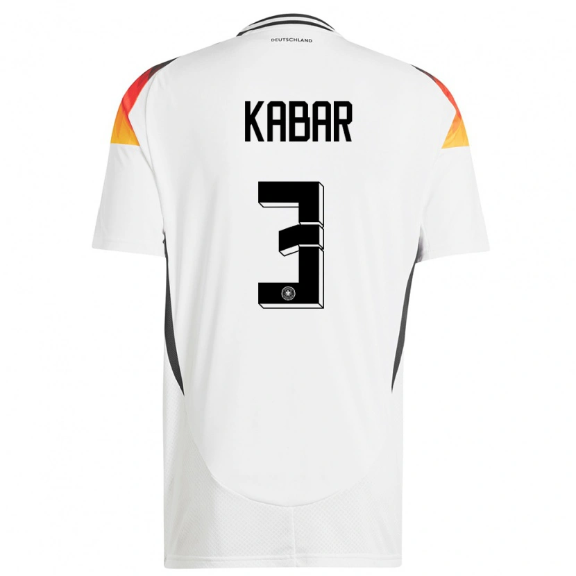 Danxen Hombre Camiseta Alemania Almugera Kabar #3 Blanco 1ª Equipación 24-26 La Camisa