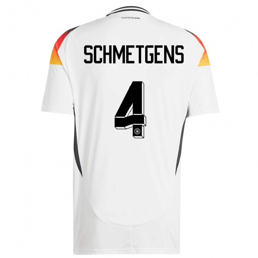 Danxen Hombre Camiseta Alemania Mick Schmetgens #4 Blanco 1ª Equipación 24-26 La Camisa