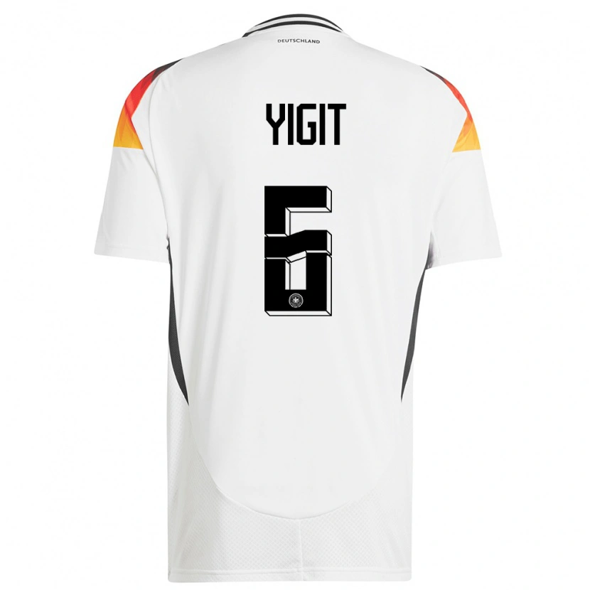 Danxen Hombre Camiseta Alemania Ertugrul Yigit #6 Blanco 1ª Equipación 24-26 La Camisa
