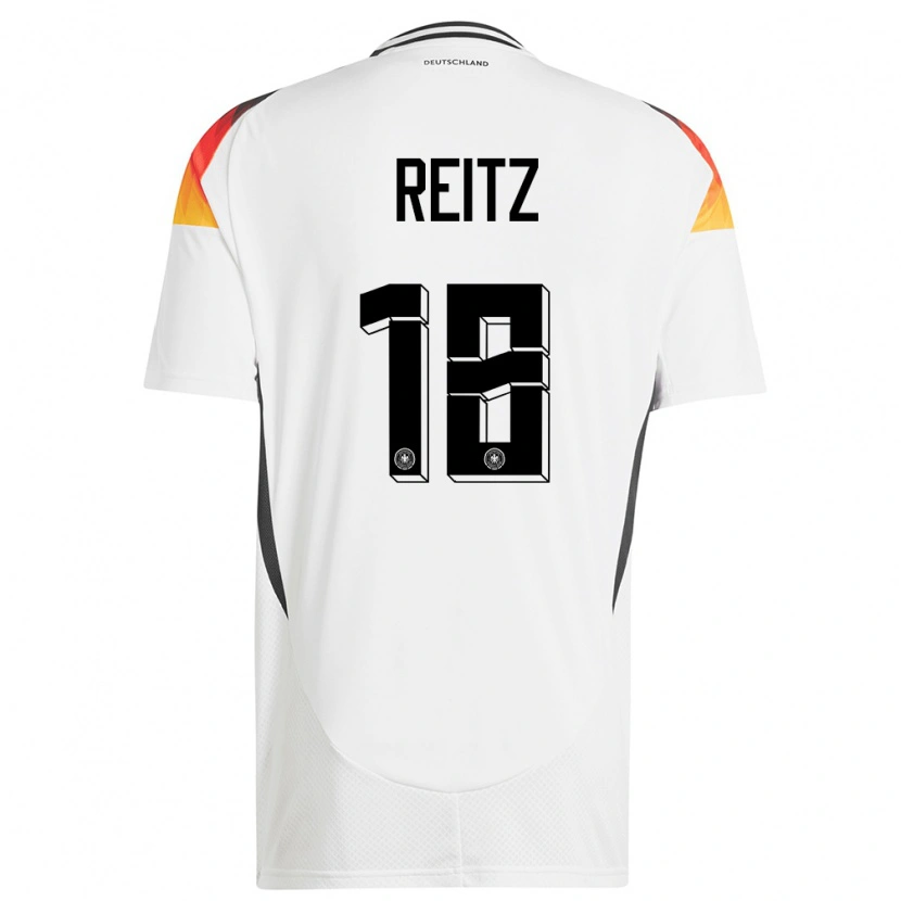 Danxen Hombre Camiseta Alemania Rocco Reitz #18 Blanco 1ª Equipación 24-26 La Camisa