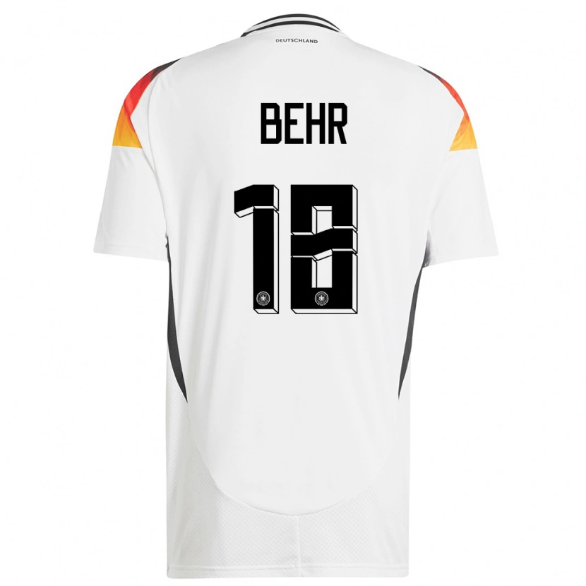Danxen Hombre Camiseta Alemania Niklas Behr #18 Blanco 1ª Equipación 24-26 La Camisa