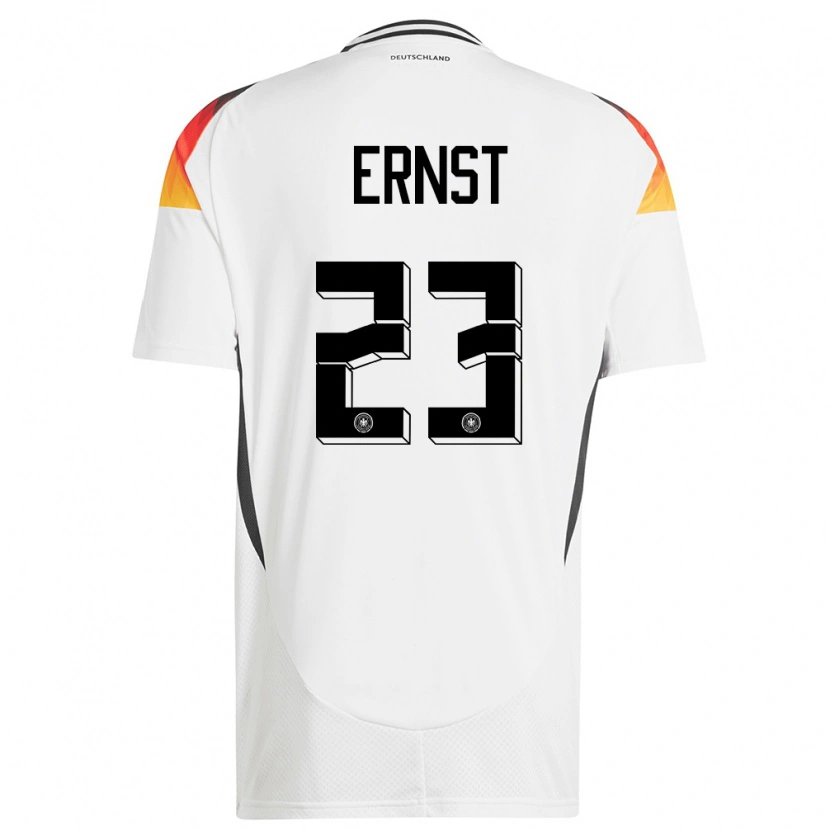 Danxen Hombre Camiseta Alemania Tjark Ernst #23 Blanco 1ª Equipación 24-26 La Camisa