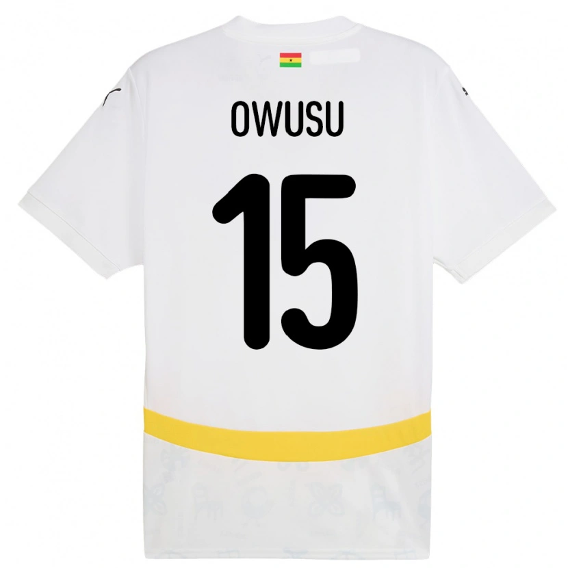 Danxen Hombre Camiseta Ghana Elisha Owusu #15 Blanco 1ª Equipación 24-26 La Camisa