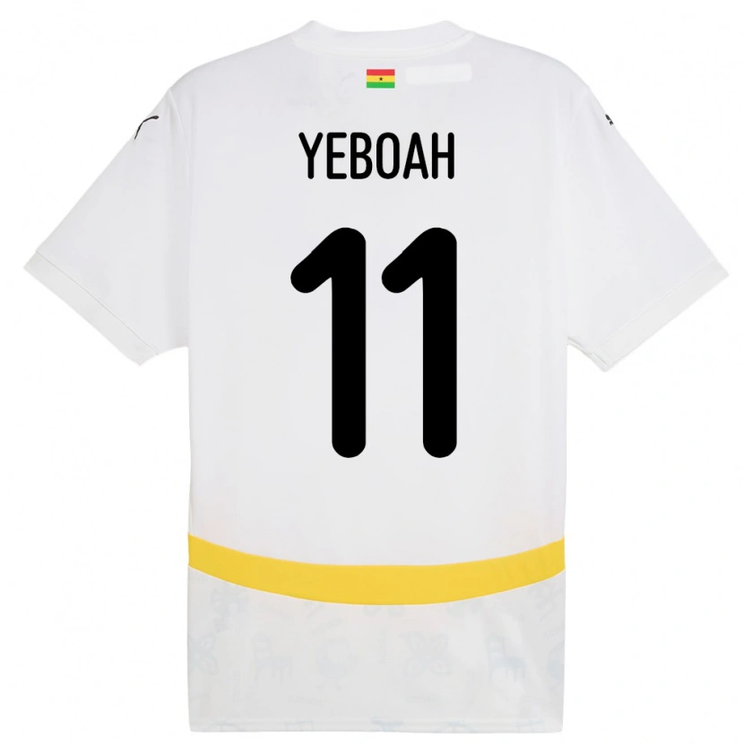 Danxen Hombre Camiseta Ghana Emmanuel Yeboah #11 Blanco 1ª Equipación 24-26 La Camisa