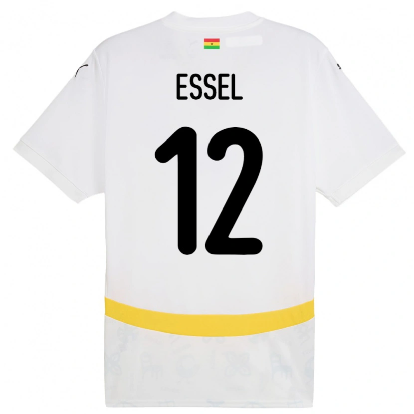Danxen Hombre Camiseta Ghana Aaron Essel #12 Blanco 1ª Equipación 24-26 La Camisa