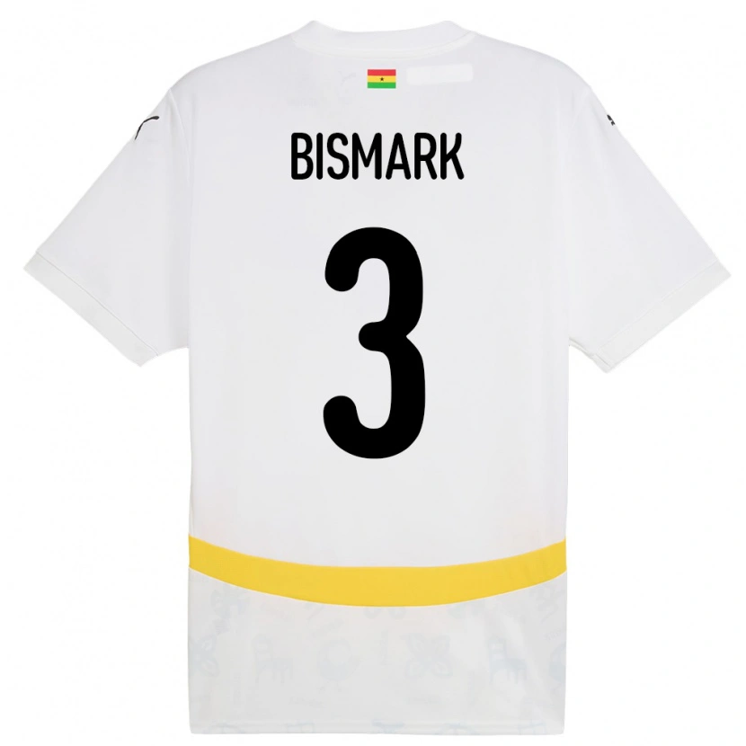 Danxen Hombre Camiseta Ghana Anim Bismark #3 Blanco 1ª Equipación 24-26 La Camisa