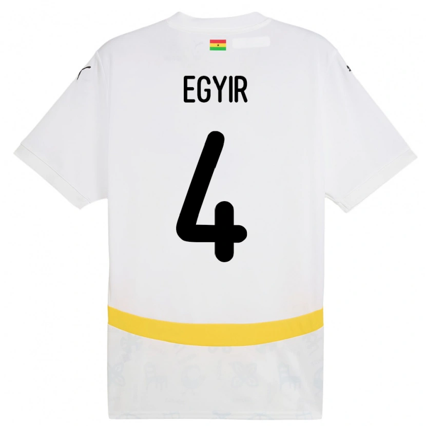Danxen Hombre Camiseta Ghana Janet Egyir #4 Blanco 1ª Equipación 24-26 La Camisa