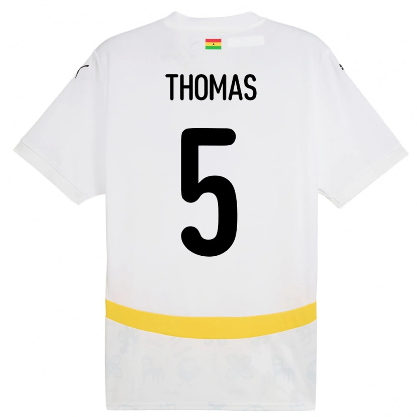 Danxen Hombre Camiseta Ghana Thomas Partey #5 Blanco 1ª Equipación 24-26 La Camisa