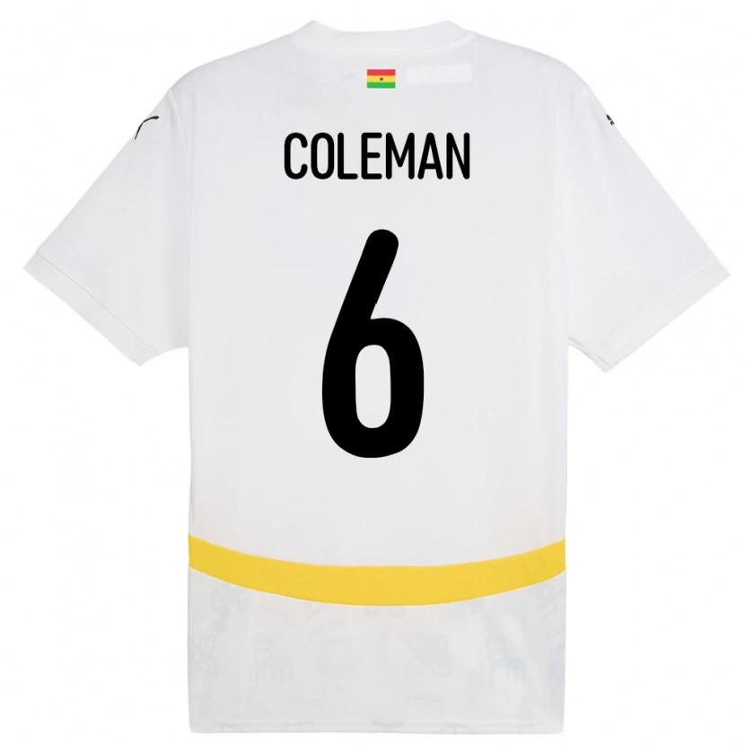 Danxen Hombre Camiseta Ghana Ellen Coleman #6 Blanco 1ª Equipación 24-26 La Camisa