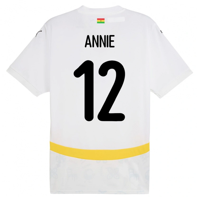 Danxen Hombre Camiseta Ghana Henrietta Annie #12 Blanco 1ª Equipación 24-26 La Camisa