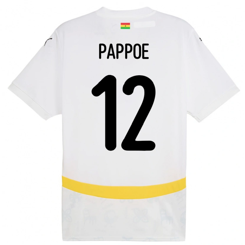 Danxen Hombre Camiseta Ghana Isaac Pappoe #12 Blanco 1ª Equipación 24-26 La Camisa