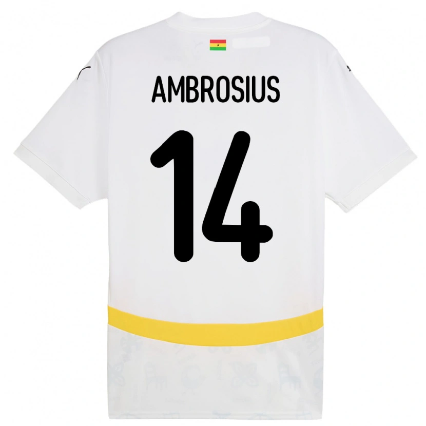 Danxen Hombre Camiseta Ghana Stephan Ambrosius #14 Blanco 1ª Equipación 24-26 La Camisa