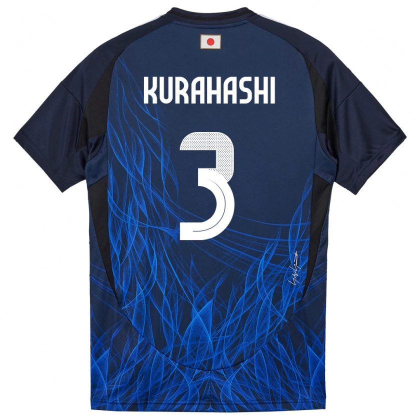 Danxen Hombre Camiseta Japón Koki Kurahashi #3 Azul Oscuro 1ª Equipación 24-26 La Camisa