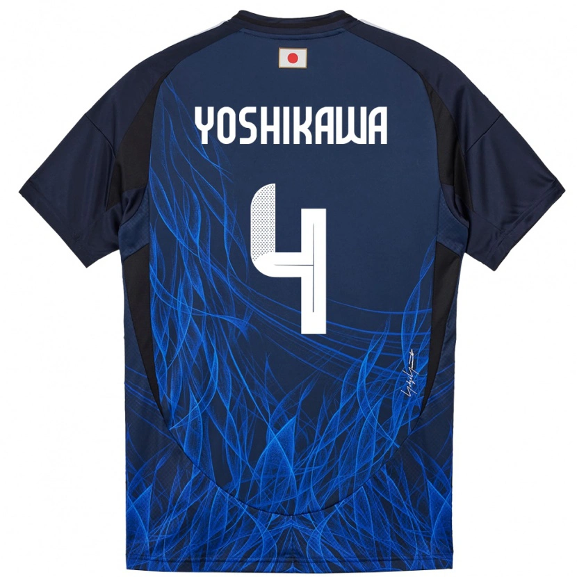 Danxen Hombre Camiseta Japón Haruto Yoshikawa #4 Azul Oscuro 1ª Equipación 24-26 La Camisa