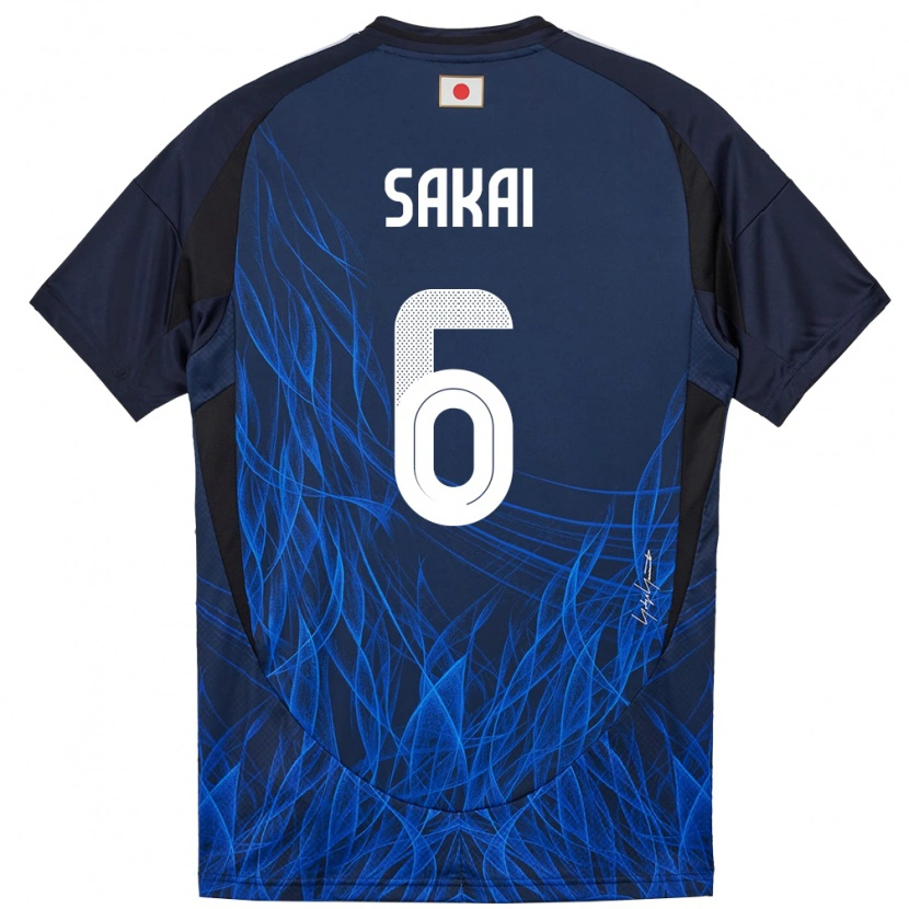 Danxen Hombre Camiseta Japón Shunya Sakai #6 Azul Oscuro 1ª Equipación 24-26 La Camisa
