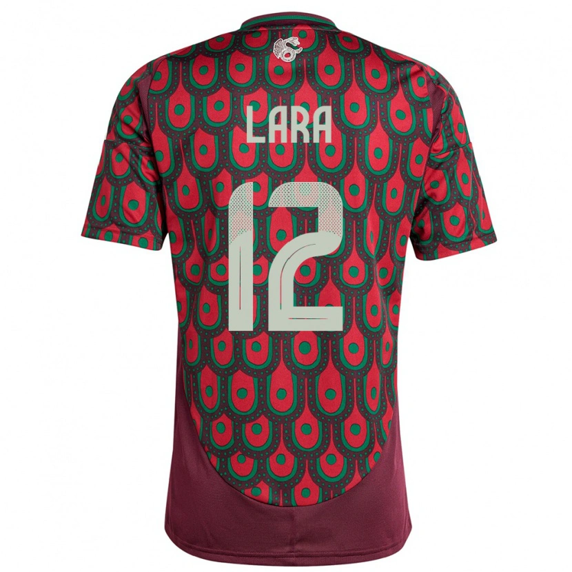 Danxen Hombre Camiseta México Pablo Lara #12 Granate 1ª Equipación 24-26 La Camisa