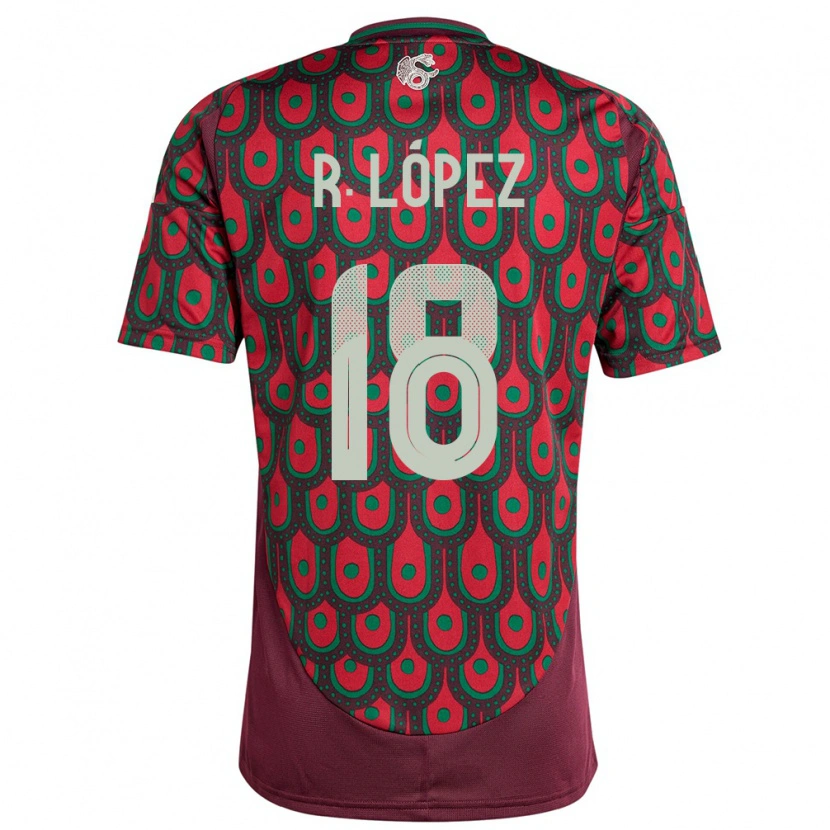 Danxen Hombre Camiseta México Rodrigo López #18 Granate 1ª Equipación 24-26 La Camisa