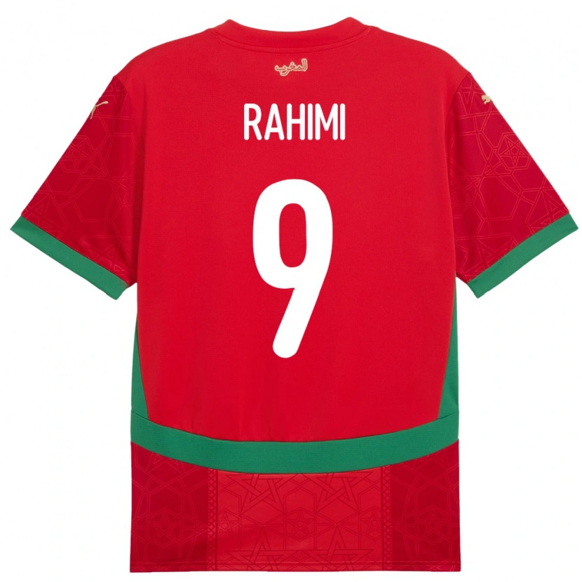Danxen Hombre Camiseta Marruecos Soufiane Rahimi #9 Rojo 1ª Equipación 24-26 La Camisa