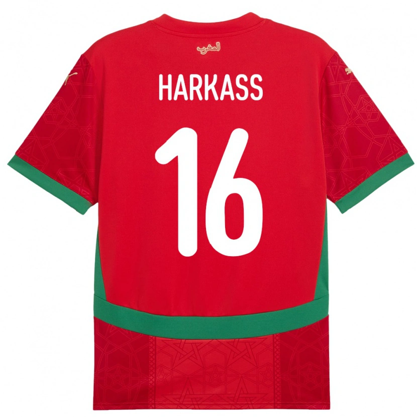 Danxen Hombre Camiseta Marruecos Jamal Harkass #16 Rojo 1ª Equipación 24-26 La Camisa