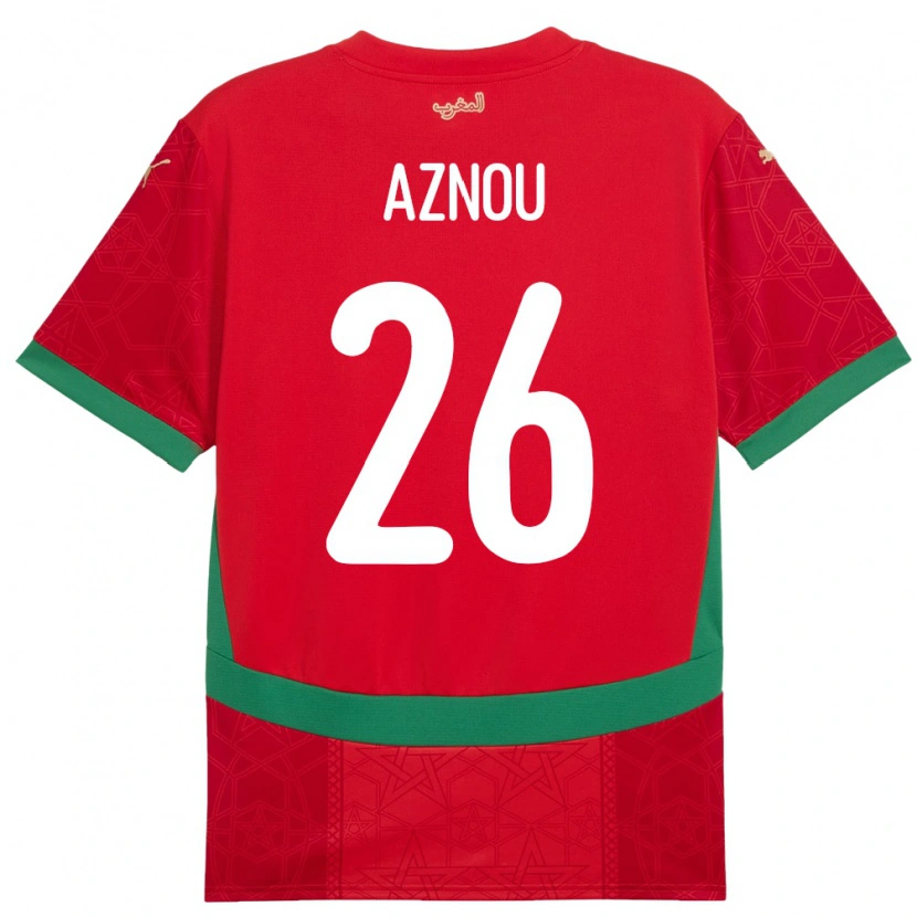 Danxen Hombre Camiseta Marruecos Adam Aznou #26 Rojo 1ª Equipación 24-26 La Camisa