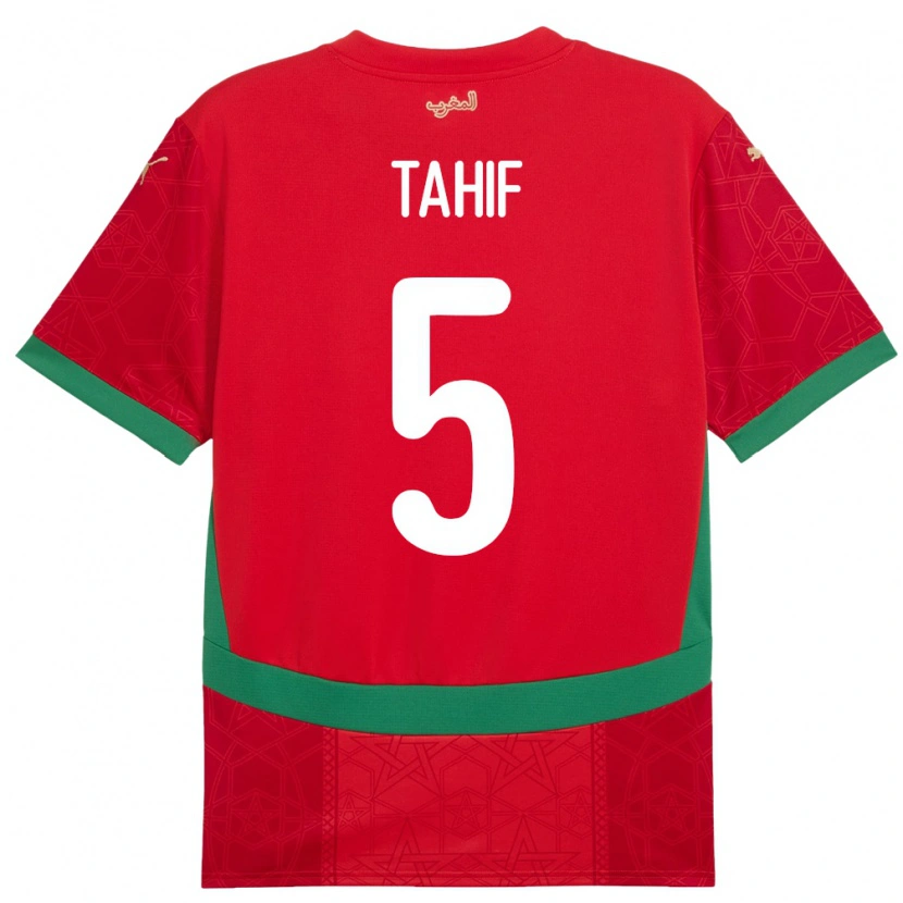 Danxen Hombre Camiseta Marruecos Adil Tahif #5 Rojo 1ª Equipación 24-26 La Camisa