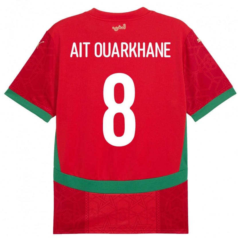 Danxen Hombre Camiseta Marruecos Khalid Aït Ouarkhane #8 Rojo 1ª Equipación 24-26 La Camisa