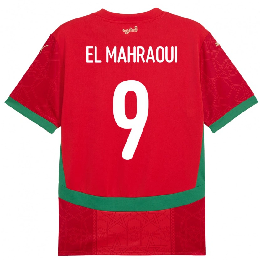 Danxen Hombre Camiseta Marruecos Anas El Mahraoui #9 Rojo 1ª Equipación 24-26 La Camisa