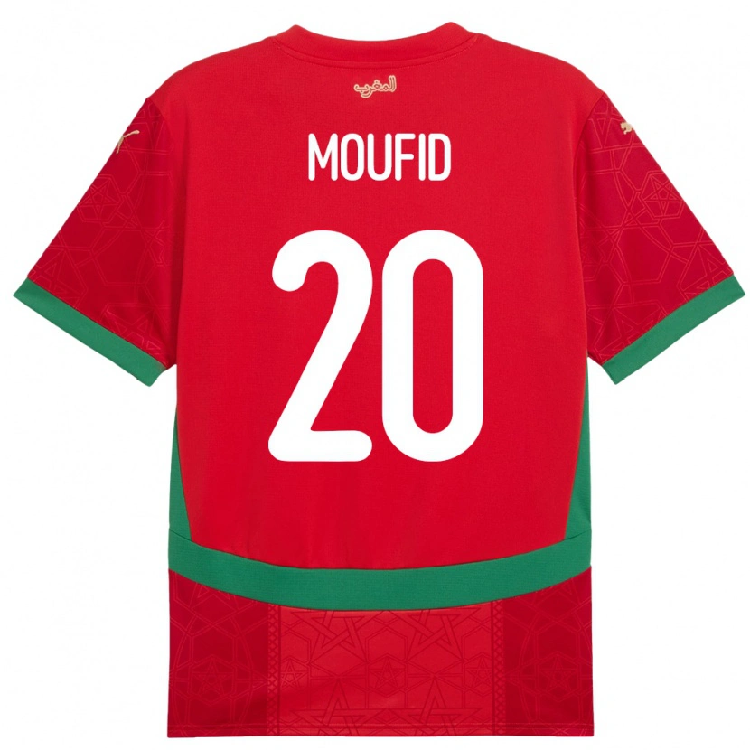 Danxen Hombre Camiseta Marruecos Mohamed Moufid #20 Rojo 1ª Equipación 24-26 La Camisa