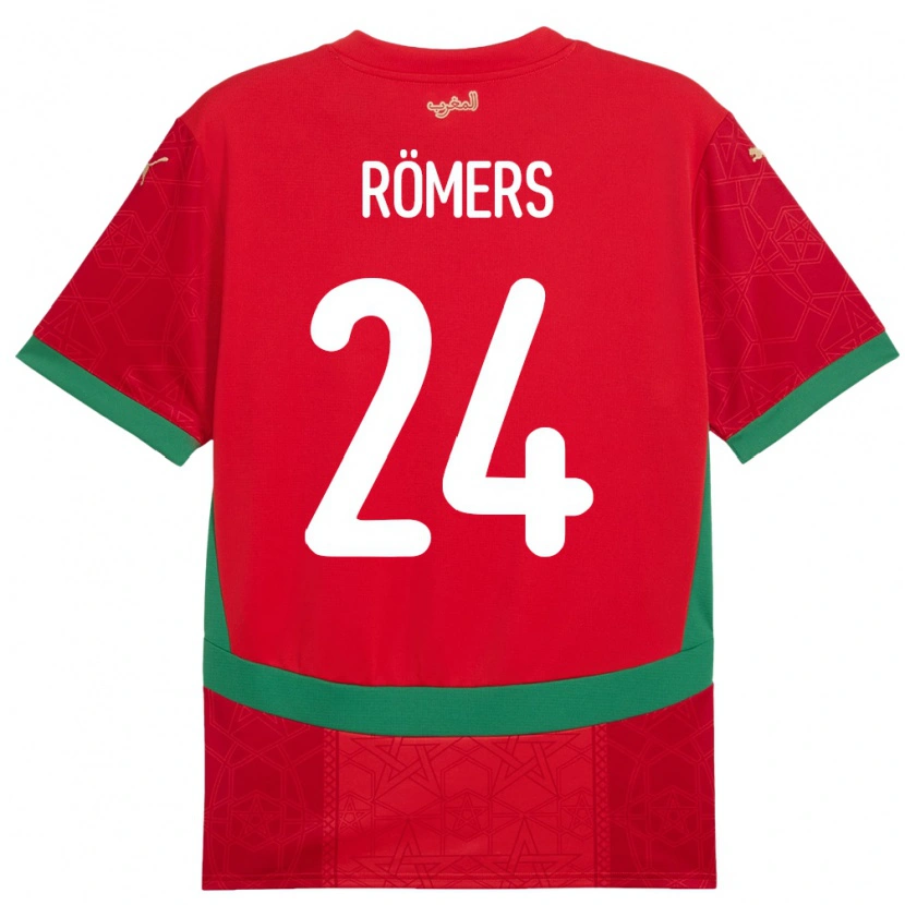 Danxen Hombre Camiseta Marruecos Arian Römers #24 Rojo 1ª Equipación 24-26 La Camisa