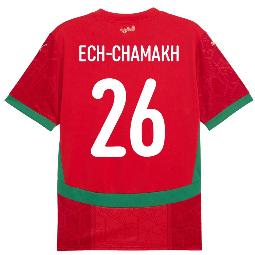 Danxen Hombre Camiseta Marruecos Jamal Ech-Chamakh #26 Rojo 1ª Equipación 24-26 La Camisa